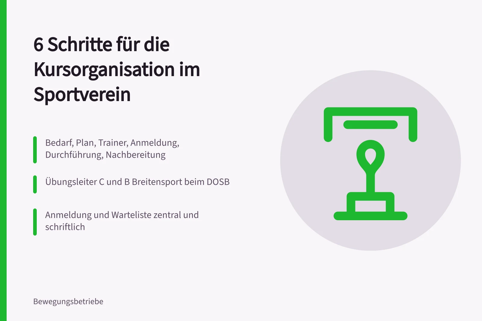 Sechs Schritte zur Kursorganisation im Sportverein