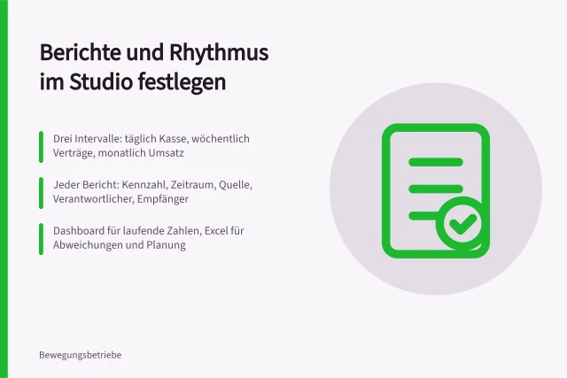 Berichtswesen im Studio: Intervalle, Verantwortlichkeiten und Formate festlegen. Berichte und Rhythmus im Studio festlegen