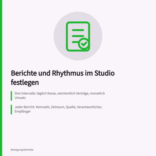 Berichtswesen im Studio: Intervalle, Verantwortlichkeiten und Formate festlegen. Berichte und Rhythmus im Studio festlegen