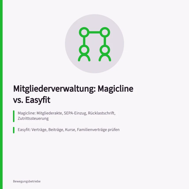 Vergleich von Mitgliederverwaltungs-Software Magicline und Easyfit für Fitnessstudios. Mitgliederverwaltung Software im Vergleich zu Magicline und Easyfit