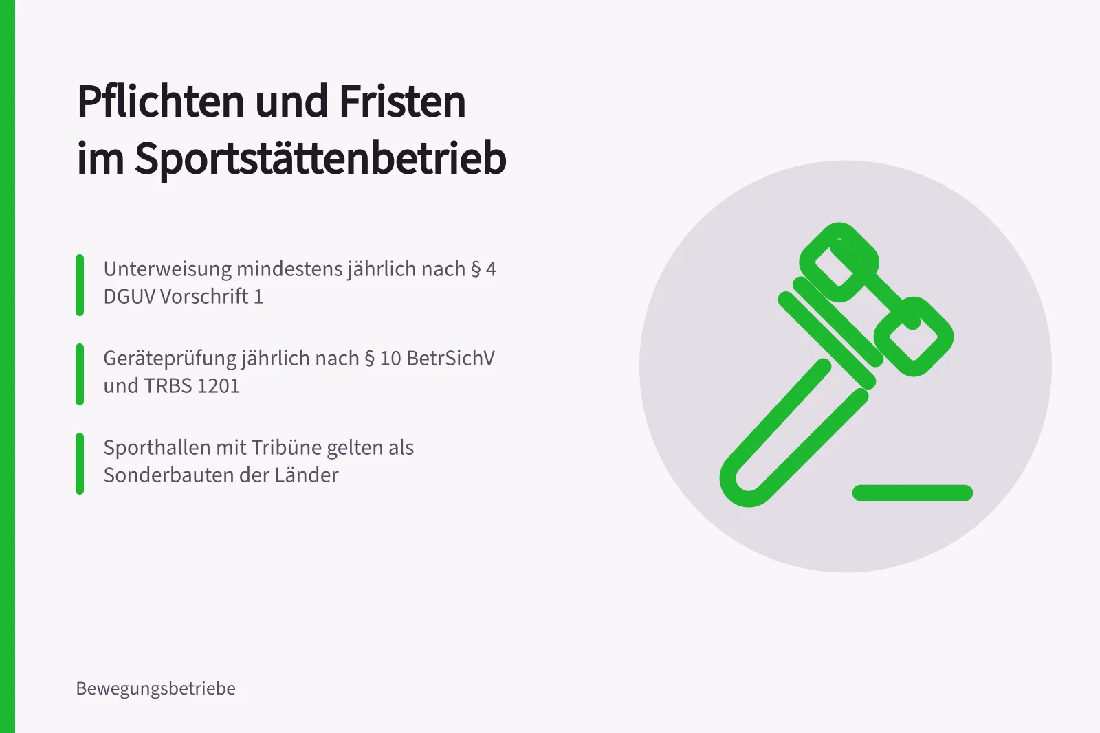 Karte zu rechtlichen Pflichten und Prüffristen für Sportstättenbetreiber