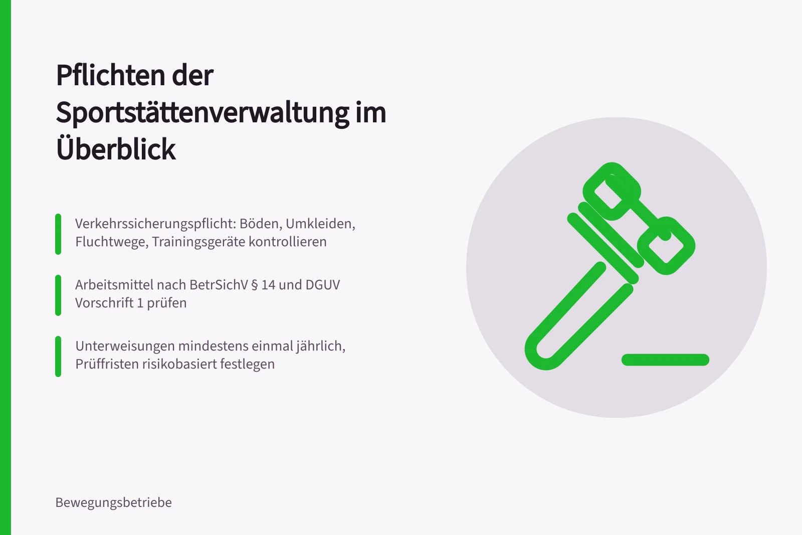 Karte zu Pflichten, Prüffristen und Dokumentation in der Sportstättenverwaltung